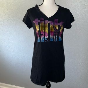 Disney Tinkerbell Rainbow Glitter Graphic Night T-Shirt Size Medium